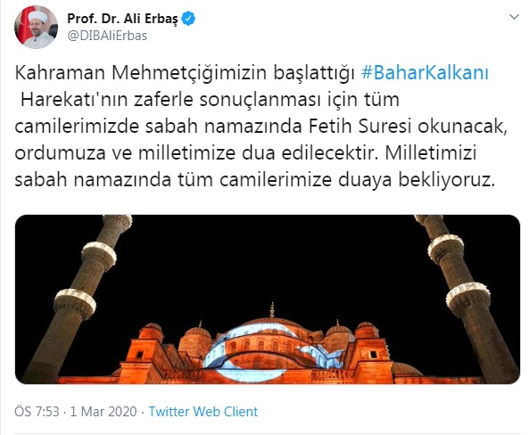 Diyanet İşleri Başkanı: Tüm camilerimizde Fetih Suresi okunacak - Resim : 1