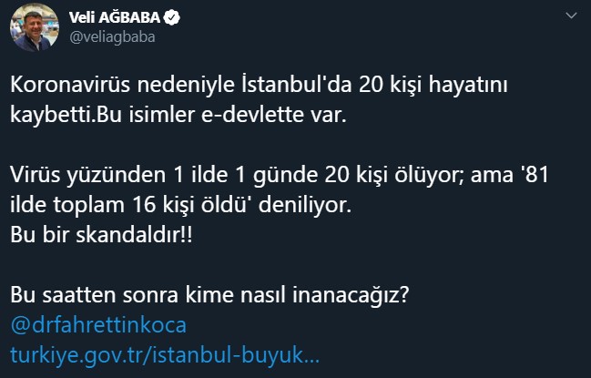 'Koronavirüs nedeniyle İstanbul'da 20 kişi hayatını kaybetti' - Resim : 1