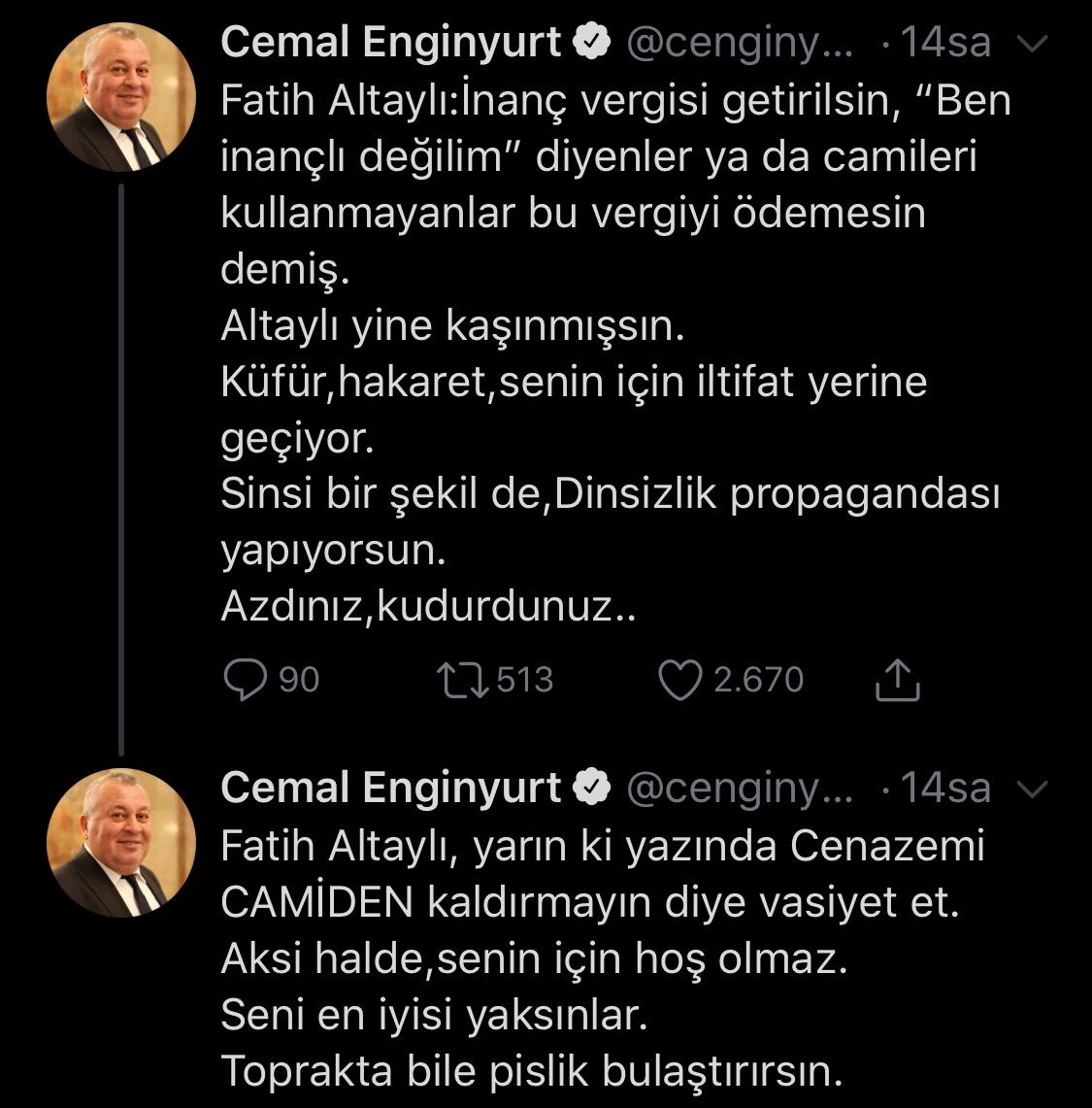 MHP'li Cemal Enginyurt, Fatih Altaylı'yı tehdit etti: Gördüğüm ilk yerde... - Resim : 1