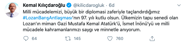 Kılıçdaroğlu'ndan Lozan paylaşımı - Resim : 1