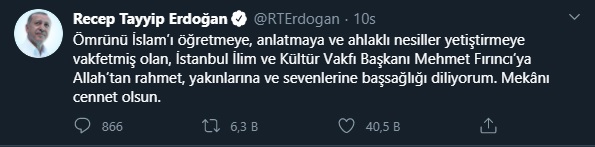 Erdoğan'dan Nur cemaati liderine taziye mesajı - Resim : 1