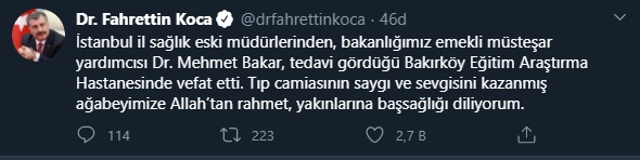 Fahrettin Koca duyurdu: O doktor hayatını kaybetti - Resim : 1