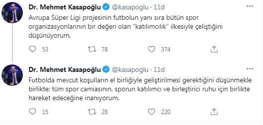 Spor Bakanı Mehmet Kasapoğlu’ndan Avrupa Süper Ligi açıklaması - Resim : 1