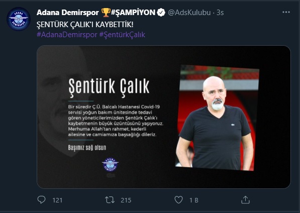 Adana Demirspor Asbaşkanı Şentürk Çalık hayatını kaybetti - Resim : 1