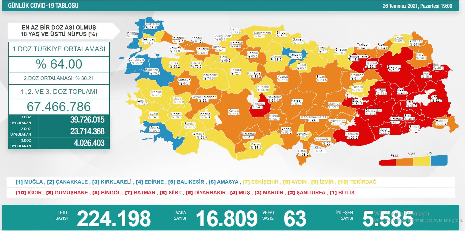 Türkiye'nin son koronavirüs tablosu açıklandı - Resim : 1