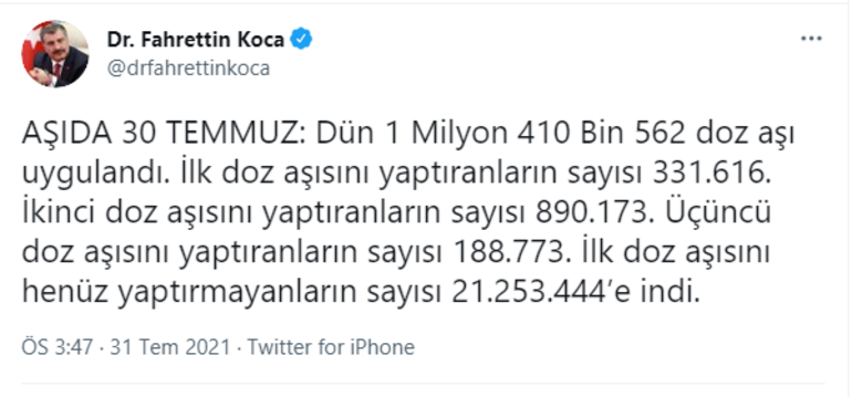 Bakan Koca'dan 'aşı' açıklaması - Resim : 1